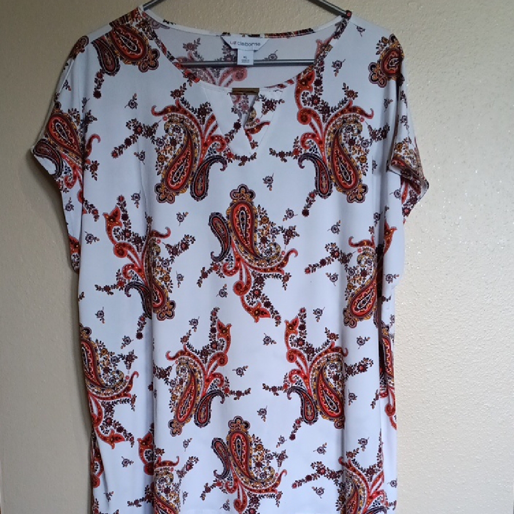 White and Mixed Color Dressy Casual Boxy Blouse
